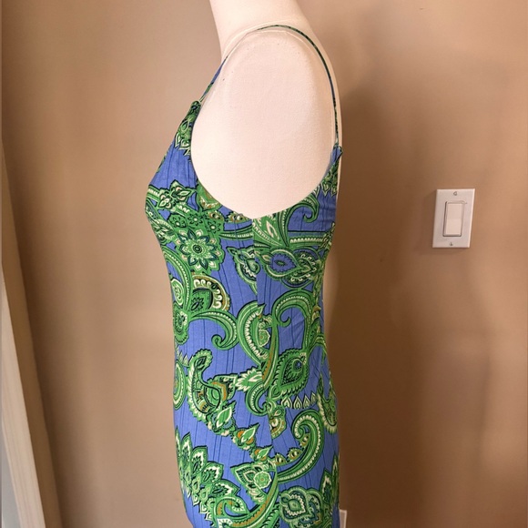 Alice + Olivia Green and Blue Paisley Slip Midi Dress - Picture 4 of 7